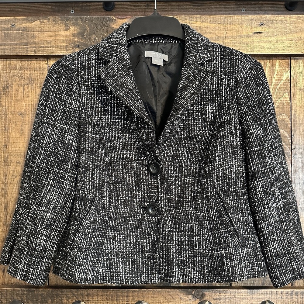Ann Taylor‎ Tweed Jacket Black/Gray Petites 8p